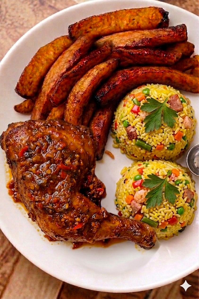 Fried Rice + Chicken + Plantain
